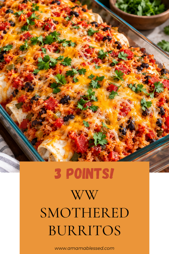 A pan of smothered burritos out of the oven sit on a table. 
