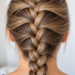 The back of a head is shown with a completed French braid.